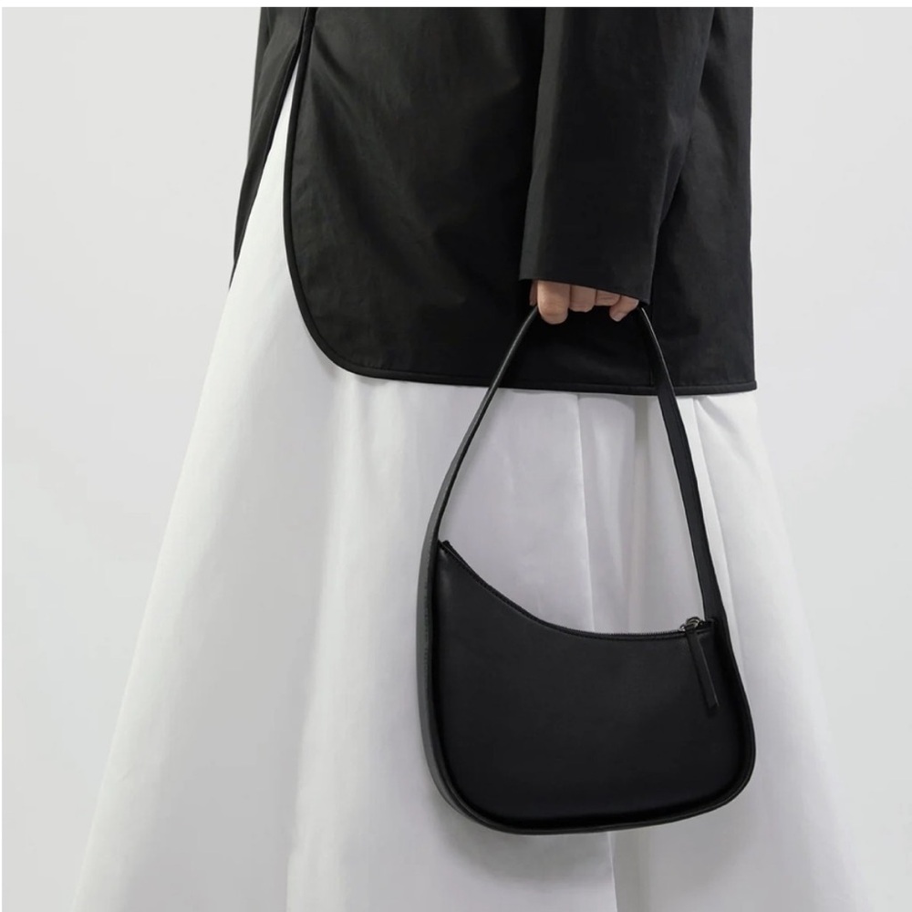 The Row Half Moon Bag - Black Leather